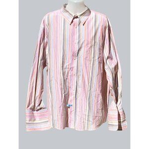 BEYOND THE LIMIT MENS COLLARED LONG SLEEVE MULTI COLOR STRIPED DRESS SHIRT 4XL